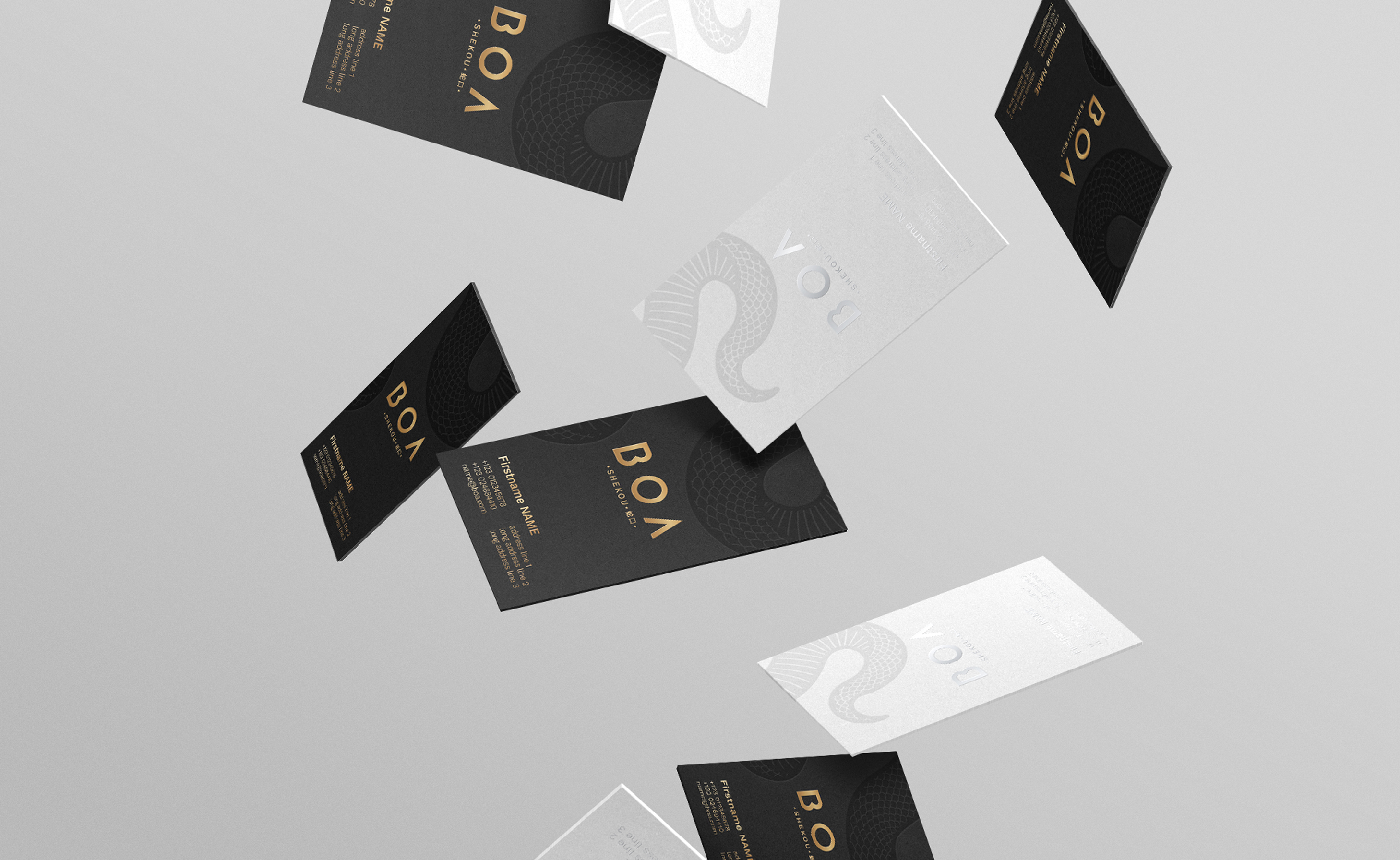 design des cartes de visite du bar restaurant boa par le studio graphique archétype à Annecy