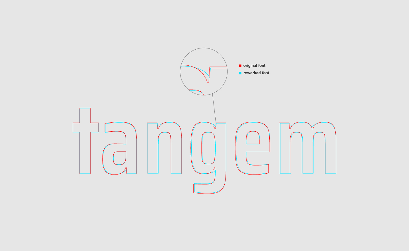 construction de la typographie de l’identité visuelle de la startup de finance tangem par le studio graphique archétype à Annecy