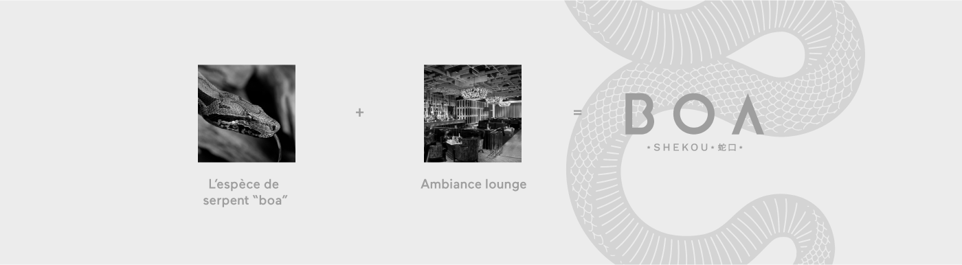 composition du logotype du bar restaurant boa par le studio graphique archétype à Annecy