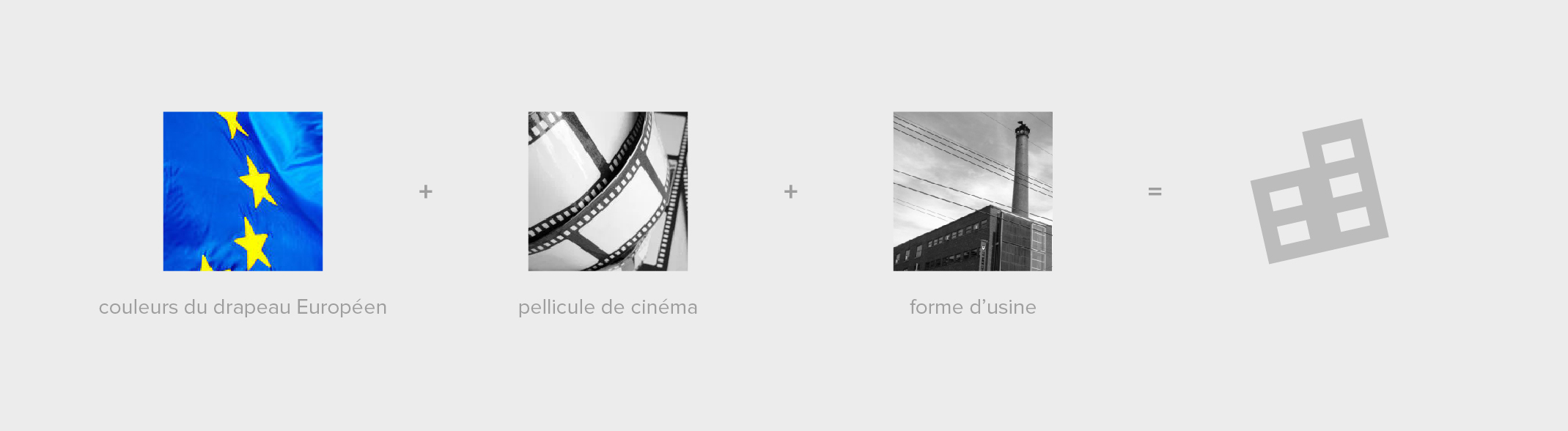 composition du logo pour le projet european film factory à annecy