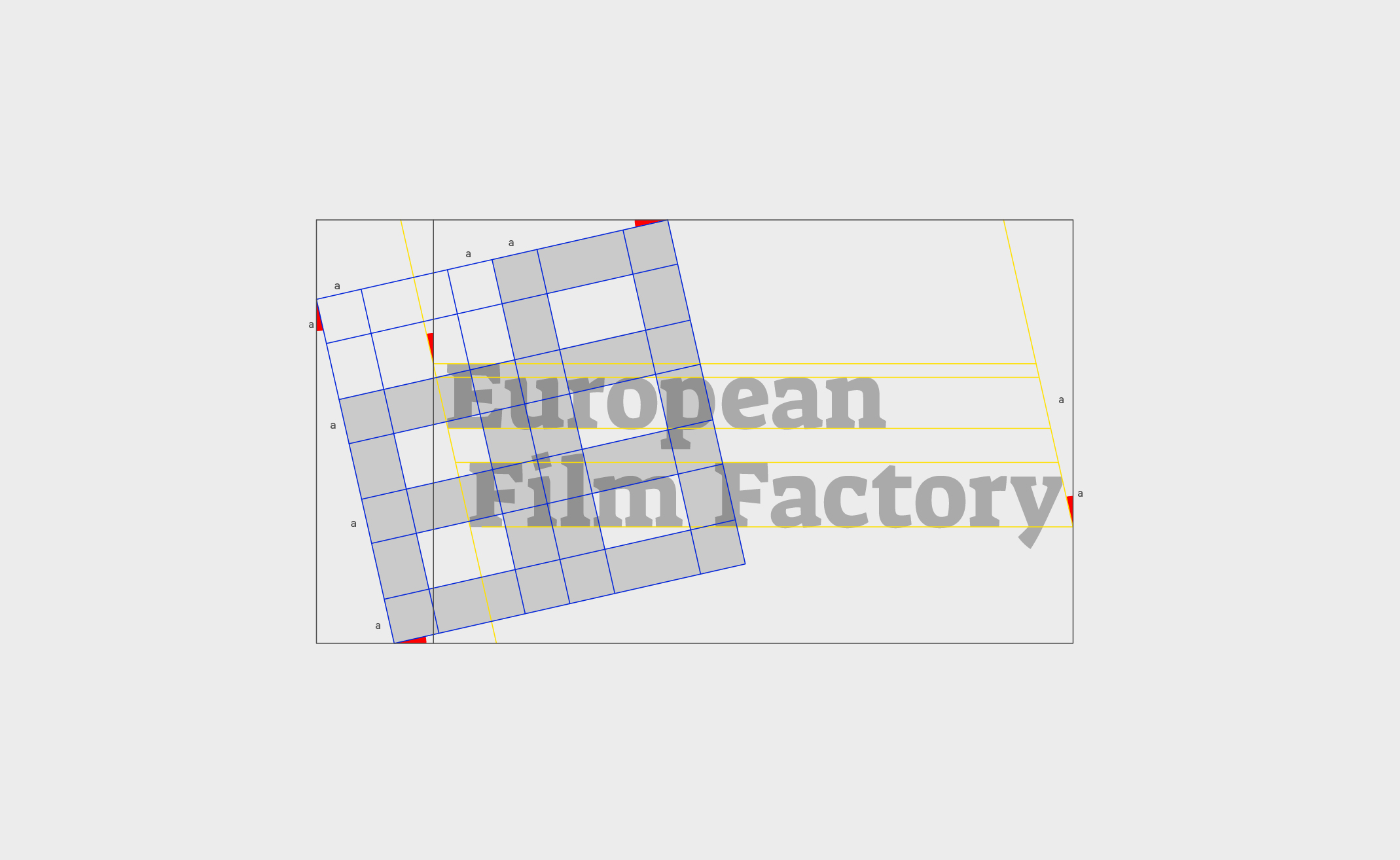 design de la construction du logo pour le projet european film factory à annecy
